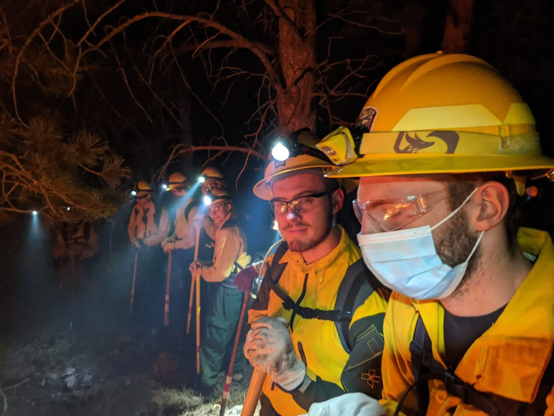 BES firefighters, night shift — Calwood Fire